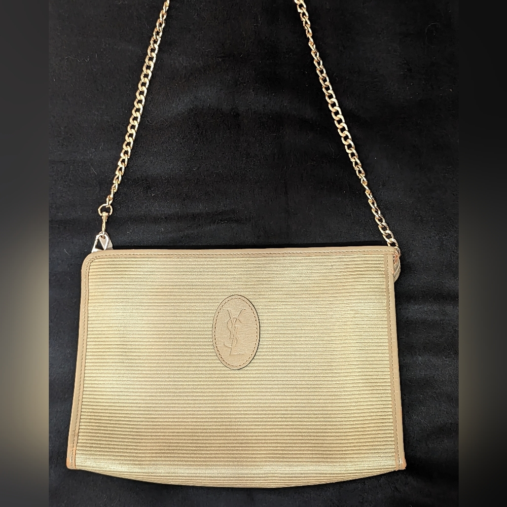 YSL Canvas Clutch Bag w/ Chain